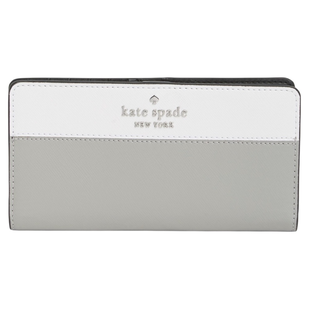 Kate Spade New York | Large Slim Bifold Leather Wallet in Nimbus Grey | NWT NEW